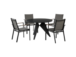 Conjunto De Refeição De Jardim Com Cadeiras Beliani Olmetto/busseto De Alumínio Preto 110x110x74