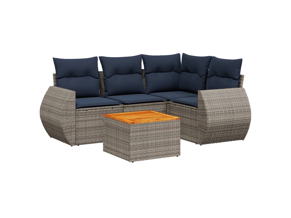 Conjunto de Sofá de Jardim, 5 Peças, Almofadas, Rattan Cinza MAISON EXCLUSIVE