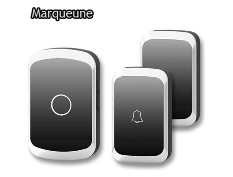 Marqueune Campainha sem fio à prova dágua sem fio, alcance de 300 m com 36 melodias, 2 transmissores (preto) MARQUEUNE