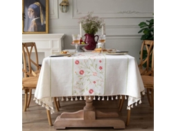 2026 mantel Retangular de Algodão e Linho 55x70 Polegadas Resistente a Arrugas com Design Floral Decorativo para Mesa de 4 6 Pessoas