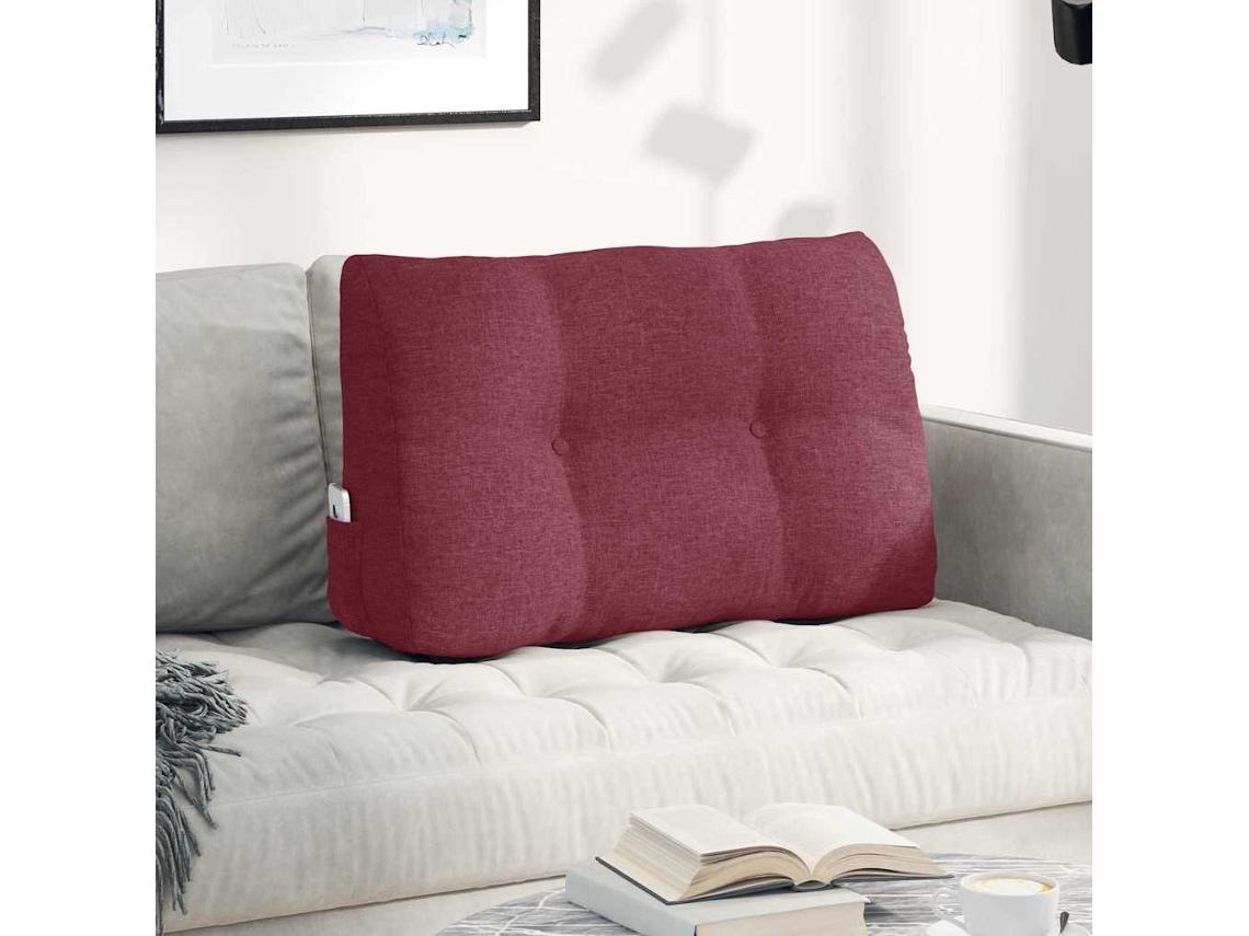 Vidaxl Travesseiro Para Costas Vinho Vermelho 80 X 24 X 50 Cm Tecido