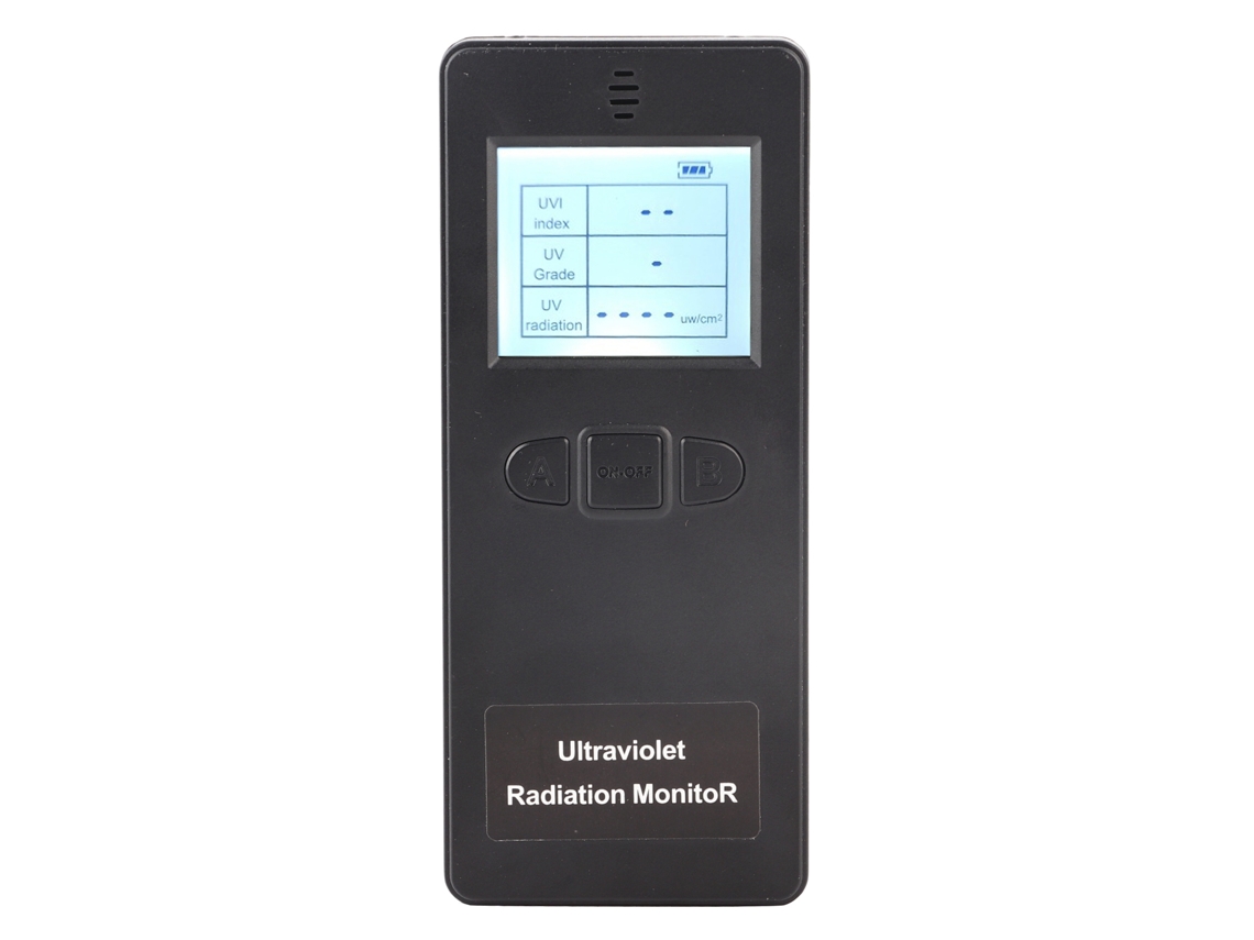 Detector de radiação UVI digital portátil para uso interno e externo.