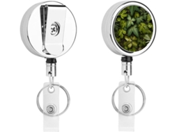 Porta Crachás De Metal, Com Folhas E Plantas Verdes, Carretéis Retráteis, Clipes Resistentes Crachás
