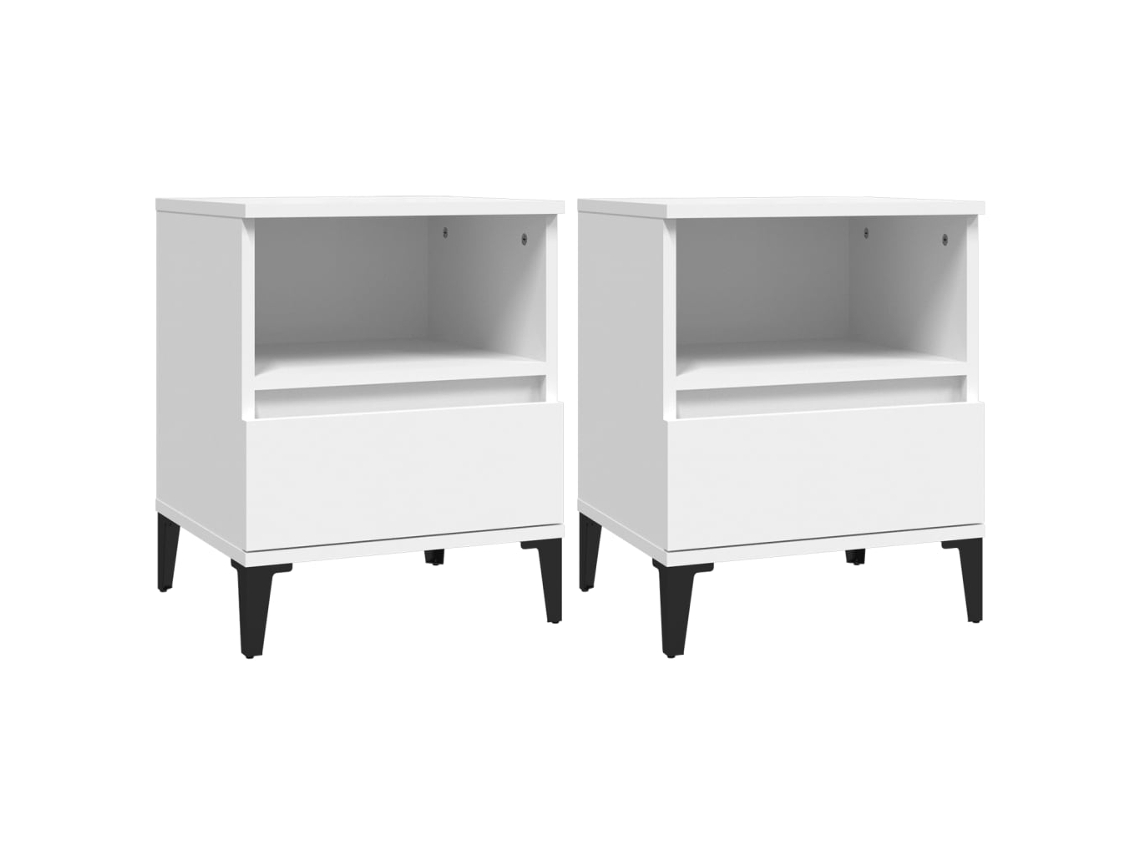 Bedside Cabinet, Bedside Cabinets Vidaxl Branco Madeira Processada (n/a)