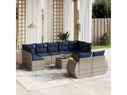 Vidaxl Conjunto De Sofá De Jardim Com 10 Peças E Almofadas Em Rattan Sintético Cinza