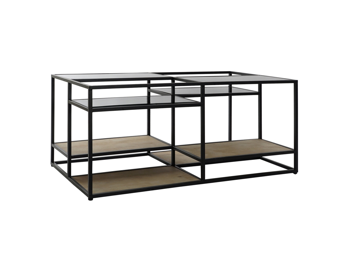 Mesa de centro em metal preto e madeira, 120x60x50cm ALEXANDRA HOUSE LIVING