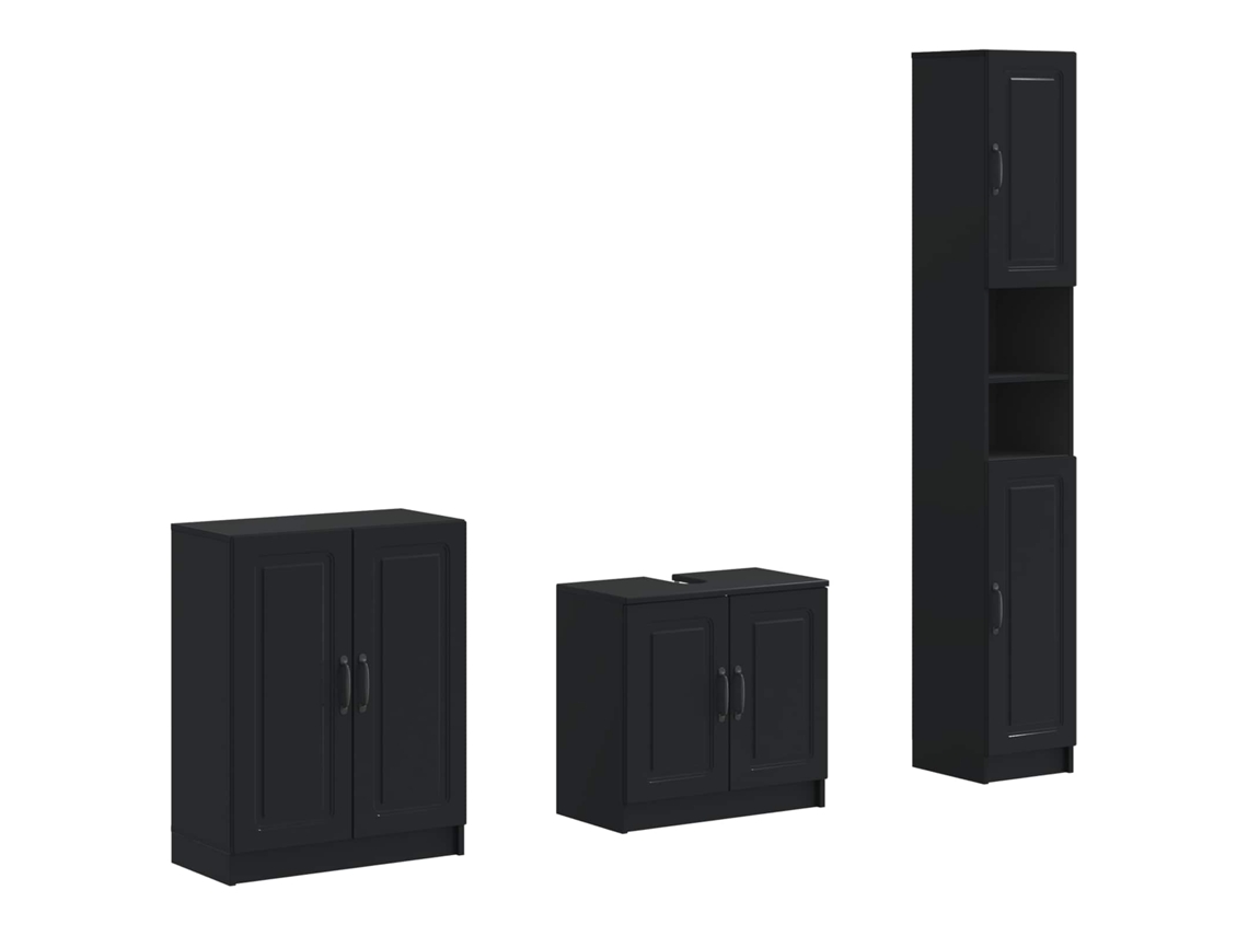 Vidaxl Conjunto De Armários Para Banheiro Com 3 Peças Utrecht Preto