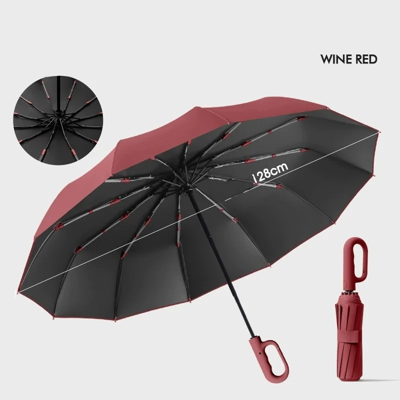 Guarda chuva extra grande MDUG com 12 varetas, automático, à prova de vento e dobrável