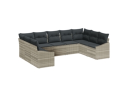 Conjunto 9 Sofá Modular Exterior Vidaxl Cinzento-claro Vime Pe (289 X 178,5 X 85 Cm)