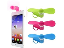 Mini Ventoinha Portátil para Celular Conector Duplo Apple e Android Azul Rosa Verde AURUM