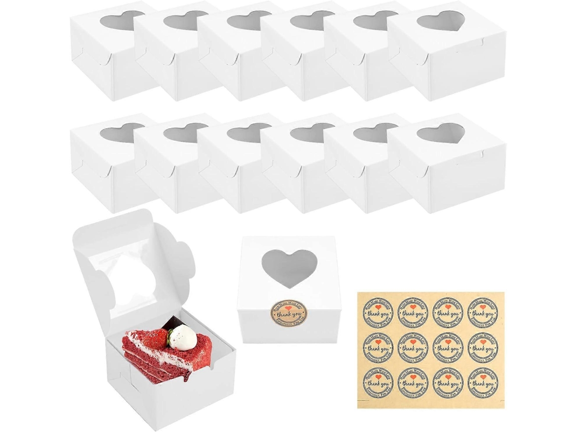 Conjunto De 12 Caixas Papel Para Muffins, Bolos E Outros Doces, Com Visor Adesivos. Ideais Confeitaria, Doces Biscoitos.
