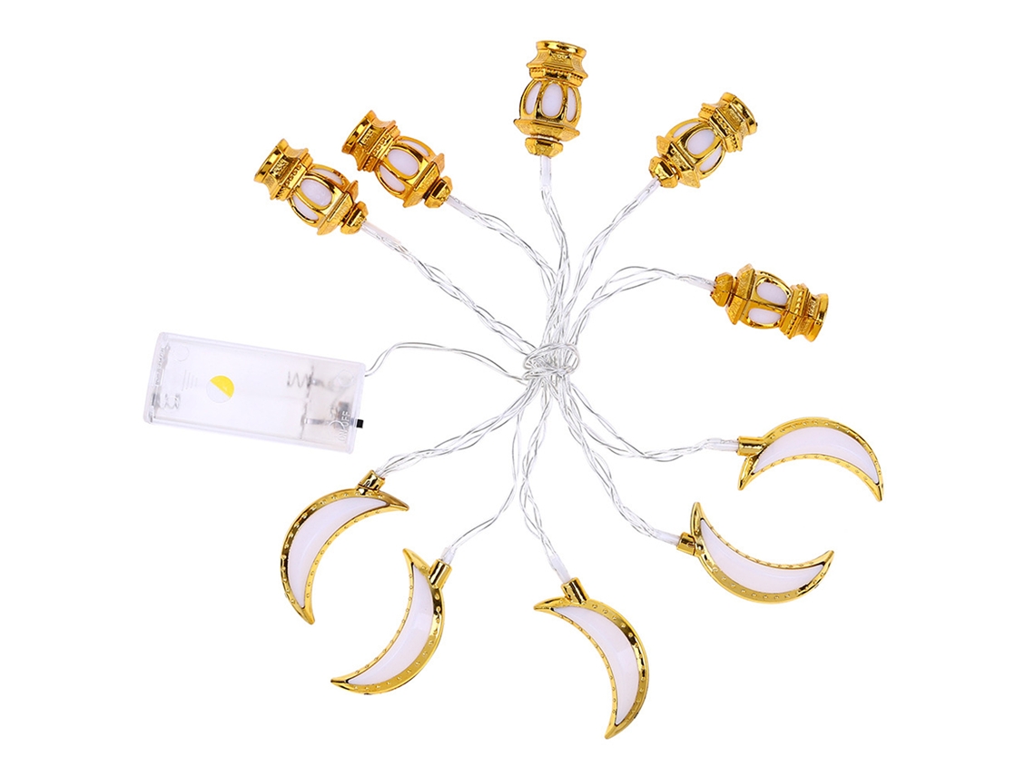 Lâmpadas de Luz Quente Branca, Conjunto de 10, 1.15m, Estilo Ouro e Lua LAXISCREED