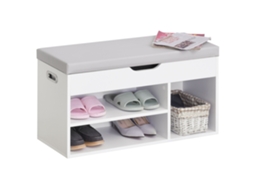 Sapateira Com Assento Acolchoado Para Entradas E Salões Com 1 Gaveta E Prateleira De Mdf 80x30x43cm Carga Máxima 120 Kg Branco