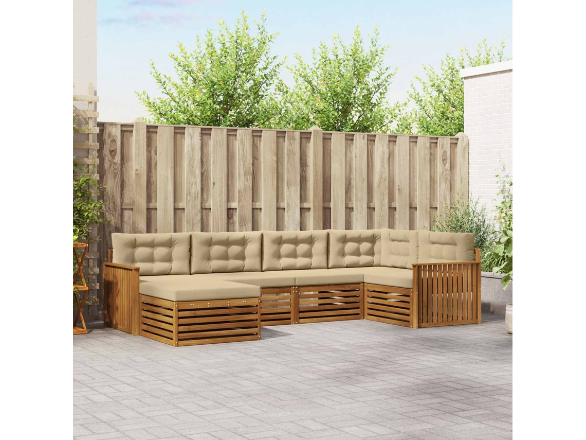 Vidaxl Conjunto De Sofás Para Exterior 6 Unid. Natural E Bege