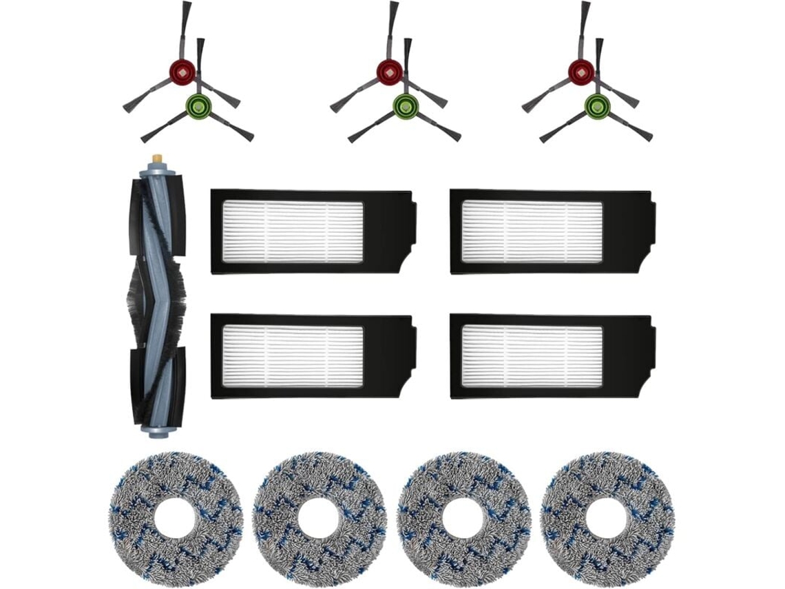 Conjunto de Acessórios Substituição para Aspirador Robô Ecovacs Deebot T20 Omni T10 X1 Turbo Plus BRILVIBERA (15 Peças)