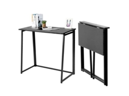 Mesa/bureau Dordinateur Industriel Pliável Em Madeira E Metal Preto Ascoli Meubles Cosy