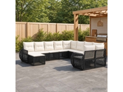 Vidaxl Conjunto De Sofá De Jardim 11 Unid. Preto Vime Pe