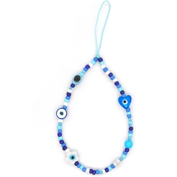 Pingente De Celular Com Olho Grego E Flor Azul (olho Grego) - Cordão Para Pulso Com Pingente De Flor Fofa, Corrente Anti-perda - Acessórios Estéticos