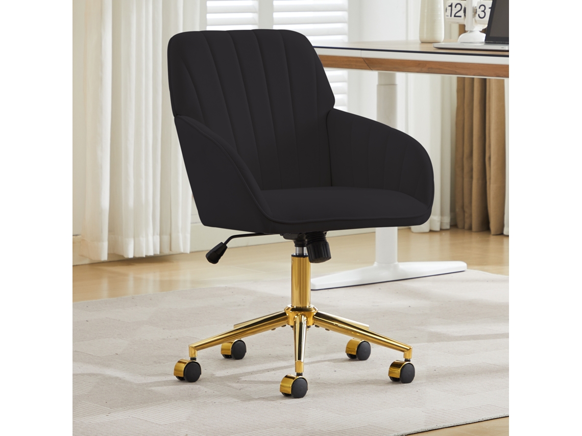 Cadeira De Escritório Giratória Regulável Para Quarto E Home Office, Encosto Ergonômico, Preta