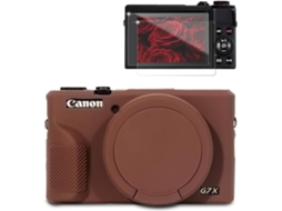 Capa Silicone HEXINYIGJLY para Canon G7x Mark Iiitampa Removível, Película, Anti Risco, Marrom