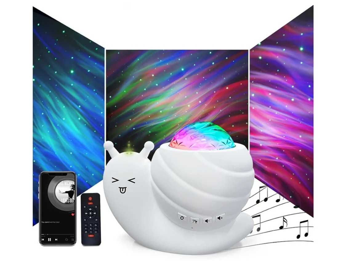 Luz Noturna Do Projetor Star Luzes Do Projetor Aurora Galaxy 4 Em 1 Luzes Noturnas Snail Kids Para Quarto Com Coluna Bluetooth Bestvite