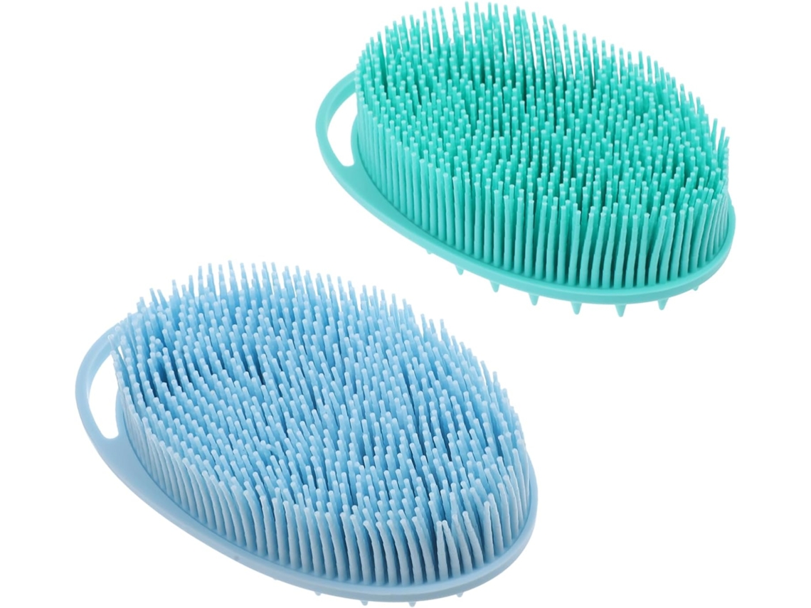 Conjunto Baluue Com 2 Escovas Corporais De Silicone Dupla Face Para Banho, Esfoliação E Massagem, Fáceis De Guardar