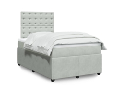 Cama Boxspring Com Colchão 120x190 Cm Veludo Cinzento-claro