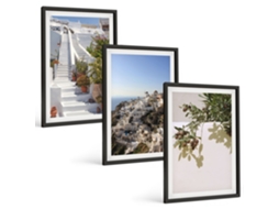 Conjunto De Pinturas Escadas Brancas, Vista De Santorini Espelharte (3 Peças 40x60 Cm)