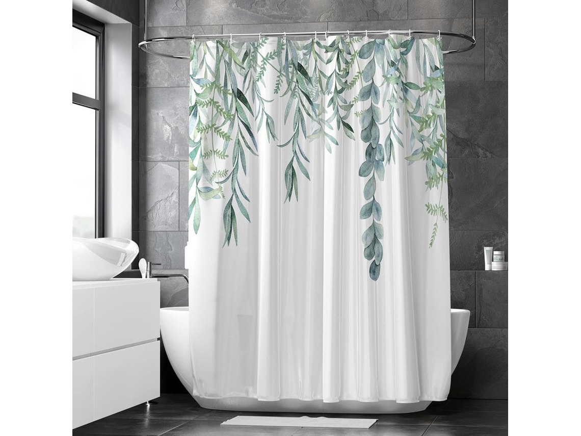 Cortina de banheiro 180x200cm com 12 ganchos poliéster resistente à água ambiental willow S/MARCA