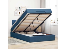 Vidaxl Cama Otomana Com Colchão Leds 120x190cm Tecido Azul