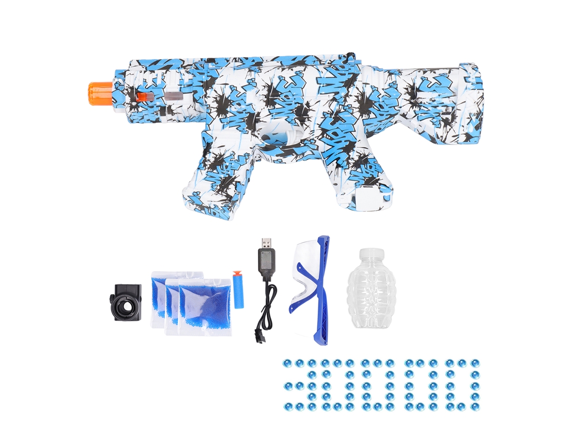 Brinquedo De Tiro Elétrico Com Bola De Gel 2 Em 1 500mah 30000 Bolas Plástico Para Crianças Acima De 14 Anos Azul
