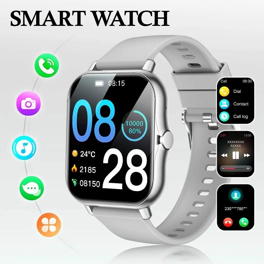 (prateado) Smartwatch Elegante Com Tela Sensível Ao Toque De 1,83 Polegadas