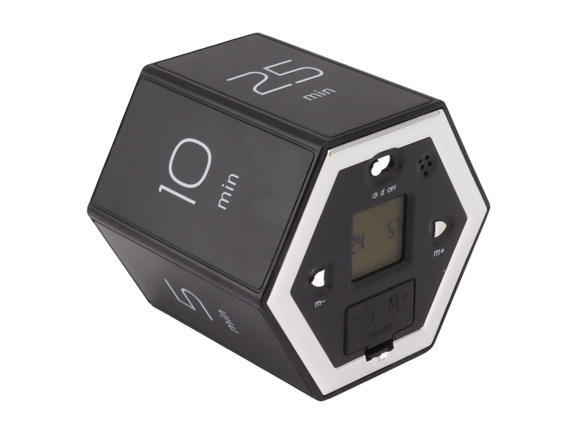 Cronômetro hexagonal virável com alarme silencioso magnético LCD para cozinhar, estudar branco S/MARCA