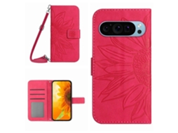 Capa De Celular De Couro Com Estampa De Girassol E Cordão Skin Feel