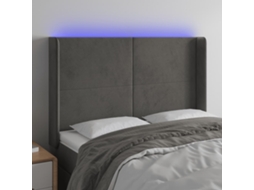 Cabecero de terciopelo con LED 147x16x118/128 cm Gris oscuro