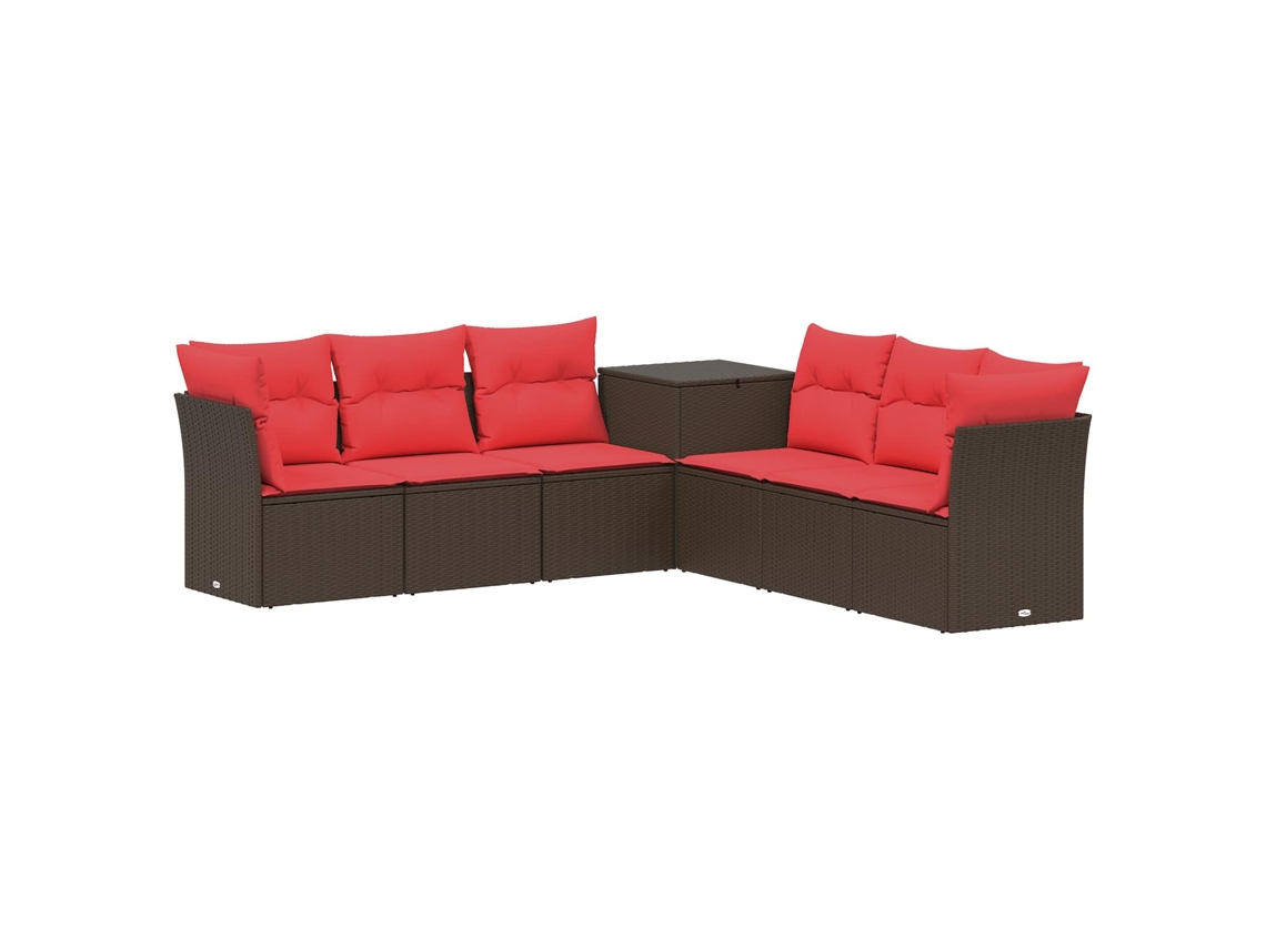 Vidaxl Conjunto De Sofás 7 Pcs Marrom E Vermelho