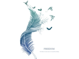 Adesivo De Parede Pluma Azul (30*90 Cm) Decorativo Pássaro Poster Moderno Sala De Estar Quarto