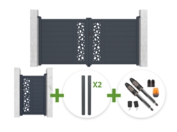 Kit Portaoo Basculante Sunny 3 X 1,40 M Cinza Com Portaoo Social 1 X 1,40 M + 4 Postes + Motor Tanker B700