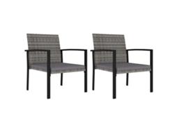 Cadeiras De Jantar Para Jardim 2 Pcs Vime Pe Cinza Dkd Home Decor