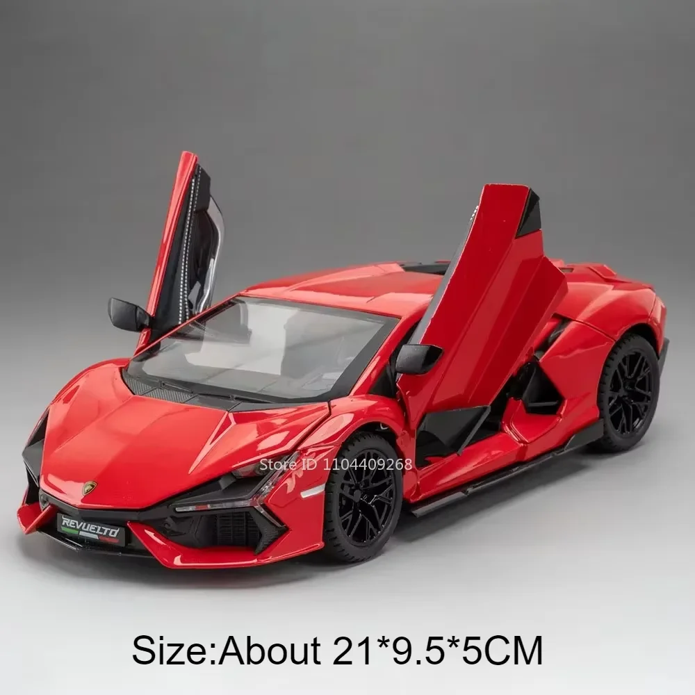 (revuelto, Vermelho) Escala 1:24 - Miniatura De Carro Esportivo - Liga Metálica Fundida - Música E Luzes - Portas Que Abrem