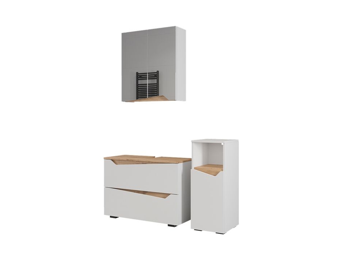 Móveis De Banheiro Marelle, 3 Partes Com Armário Midi, Branco/artisanal, Vicco