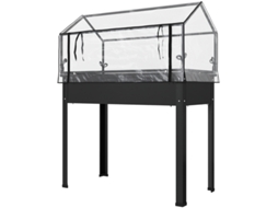 Canteiro Elevado Estufa 100x48x124cm Drenagem Preto Jardim VELTRIX