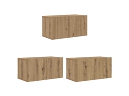 Conjunto de 3 Móveis de Tv Castanho 60x30x30 cm MAISON EXCLUSIVE