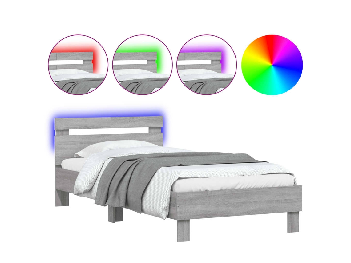 Bed Frame, Bed Frames Vidaxl Cinzeto Madeira Processada (100 X 200 Cm)