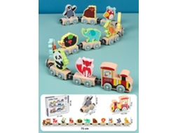 Tren de madera (animal), juego de rompecabezas con animales y frutas.