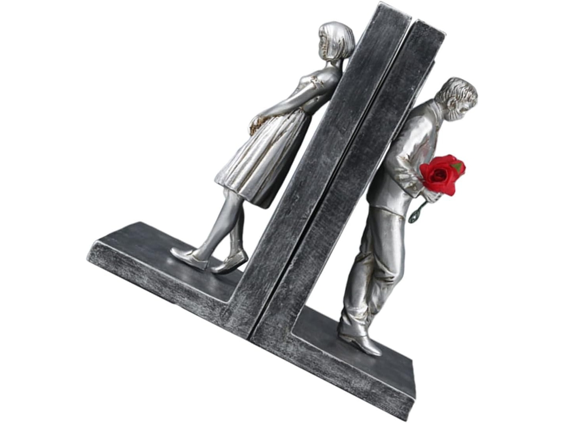 Besportble Conjunto de 2 Suportes para Livros Decorativos em Resina, Ideais Pesados, com Estátuas Casal Pratea