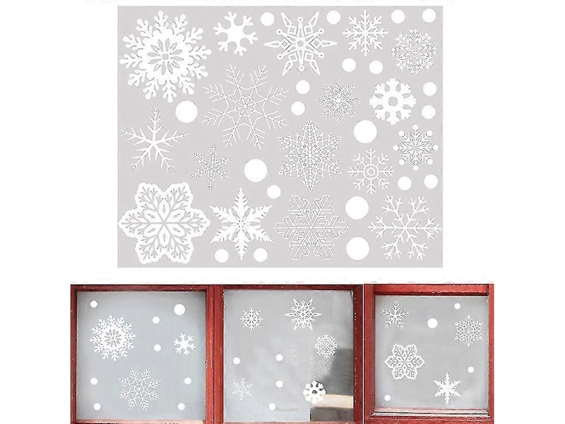Adesivos De Neve Com Glitter Para Janela 37pcs Sticker Estático De Natal Para Vidro E Superfícies Lisas