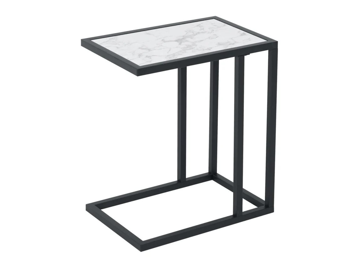 Mesa Lateral Moderna Tampo Mármore Estrutura Metal 45x30x51,5 Cm | SINI TECH STORE