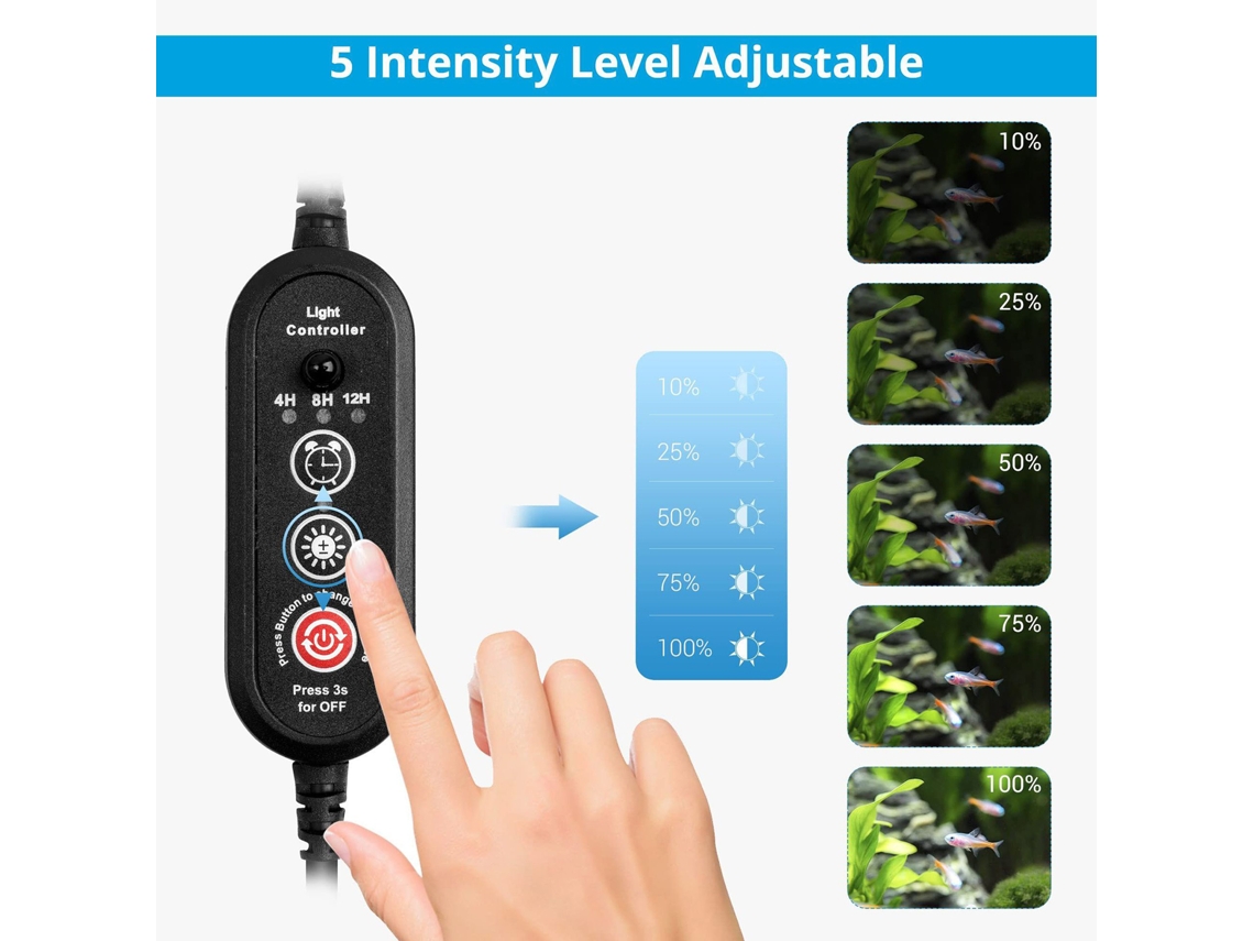 Lâmpada Led Rgb para Aquário com Controle Remoto Iluminação Versátil para Peixes Tropicais e Corais