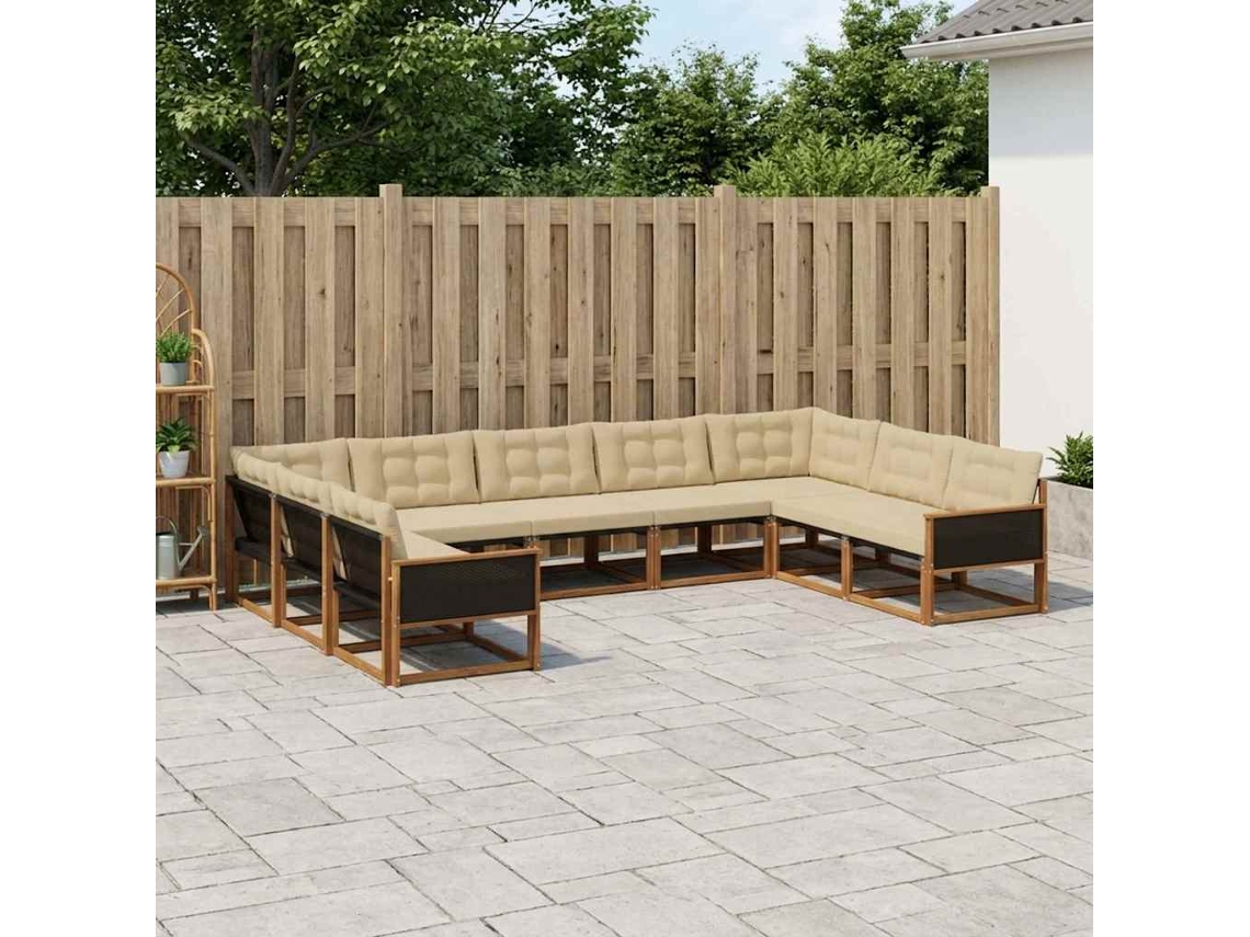 Vidaxl Conjunto De Sofás Para Exterior 9 Unid. Natural E Bege